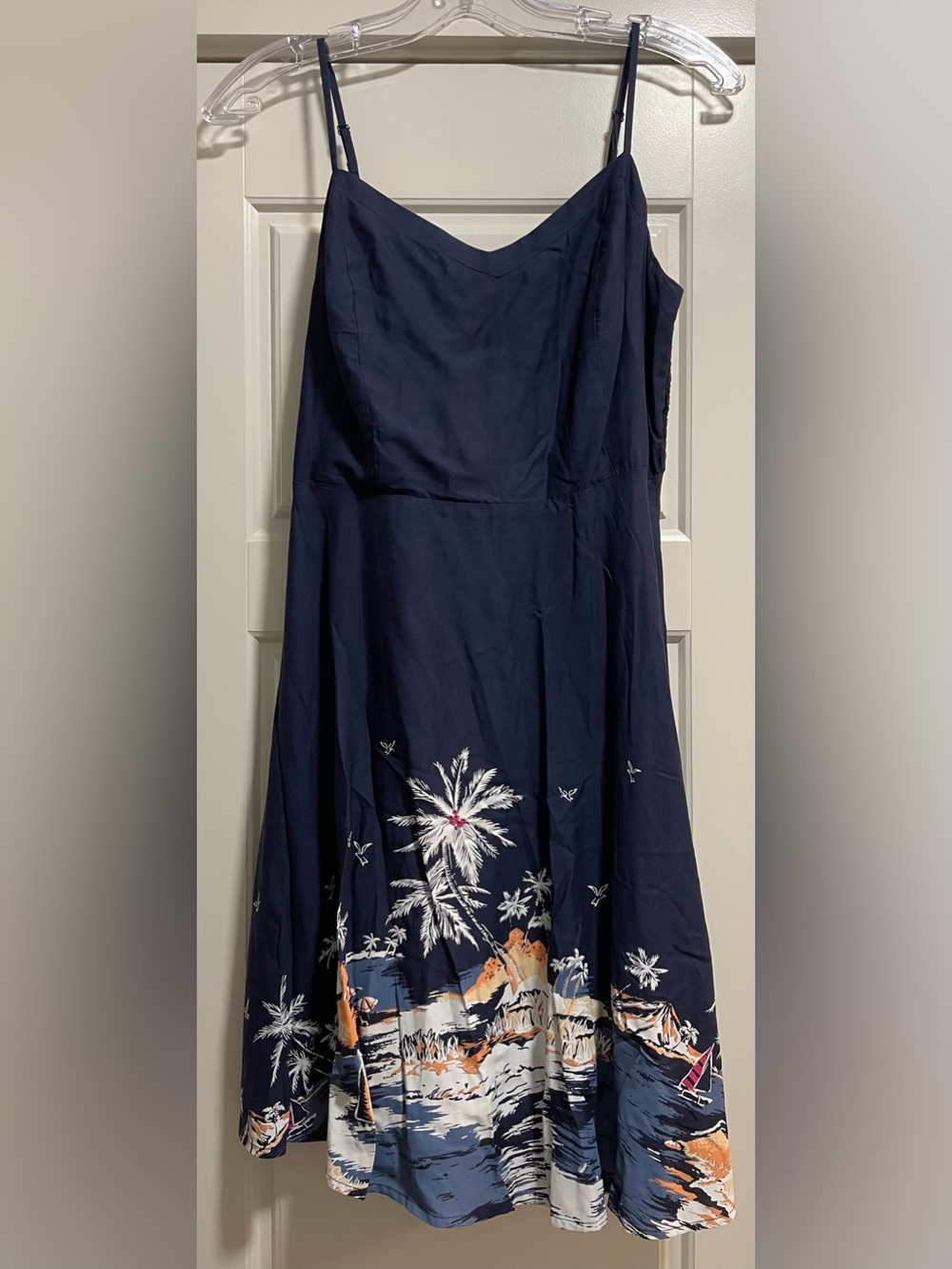 NWT Old Navy Navy Blue Tropical Print Spaghetti Strap Dress